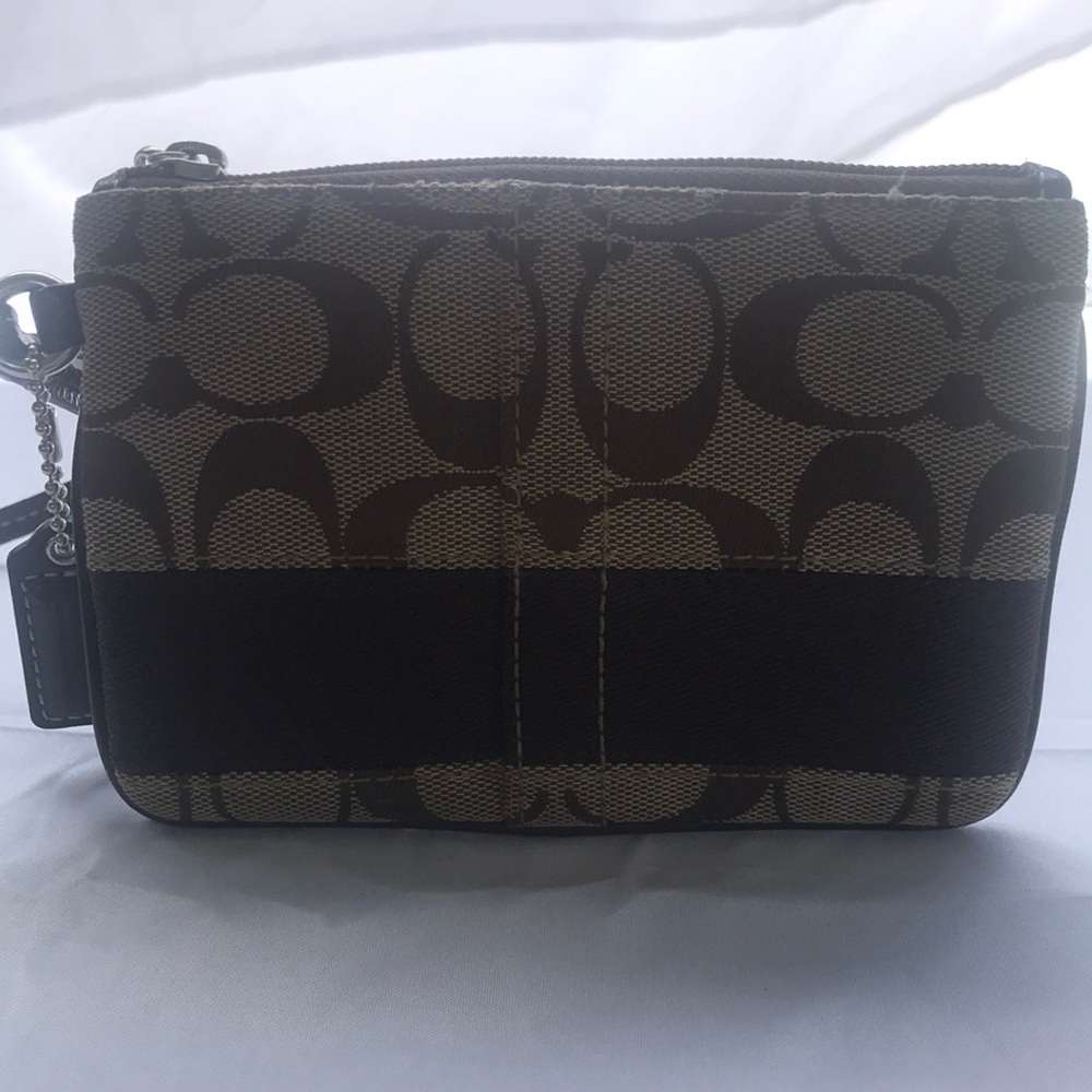 Coach Signature Canvas Wristlet in Brown/Khaki